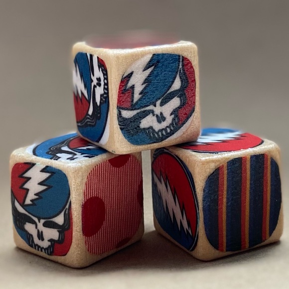 Set of 3 decorative 1.5 inch Grateful Dead blocks - Picture 2 of 4